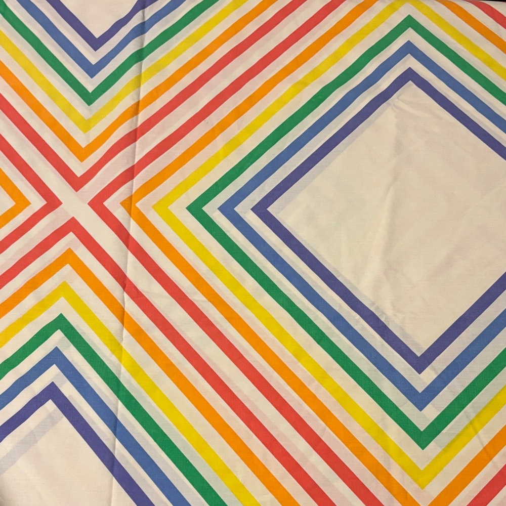 Vintage 90’s JC Penney Rainbow Chevron Queen Flat Sheet & 2 standard pilllowcase
